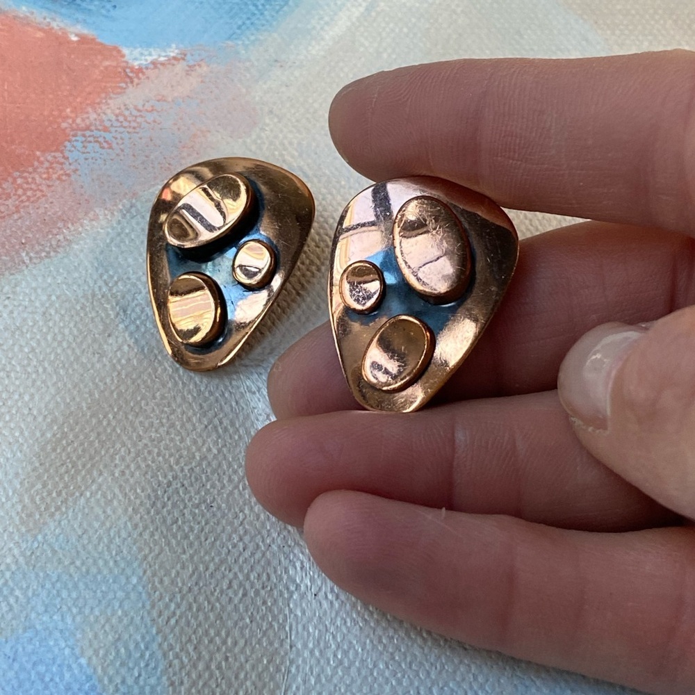 Vintage Renoir Copper Modernist Clip-On Earrings